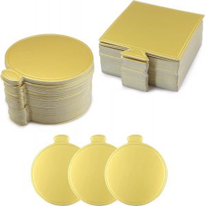 Mevronisshop-Lot De 100 Supports &Agrave; G&acirc;teau En Carton - En Mousse - Pour G&acirc;teau - Pour D&eacute;coration De G&acirc;teaux - Dor&eacute; - Rond Et Carr&eacute; - Kit D'outils De D&eacute;coration De G&acirc;teaux - 100 Planches - Neuf