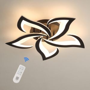 Subzonal-Plafonnier Led Dimmable, 40w 3000k-6500k Lampe De Plafond Avec T&eacute;l&eacute;commande, Cr&eacute;atif P&eacute;tales Design Luminaire Plafonnier Moderne Pour Salon, Chambre, Salle &Agrave; Manger, &iquest;60cm - Neuf