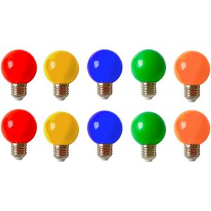 Kal-10pcs 2w E27 G60 Ampoule Couleur, Ampoule Led Couleur Unique, 200lm Lampe De Noël 220v Partie Petite Bulle De Couleur, 360 ° Ampoule Led (2 Par Couleur) - Neuf