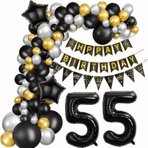 AYUHR-24 Ans anniversaire Décoration noir or 24 Ans anniversaire Femme argent Ballon 24 Ans anniversaire or noir 24 ans Homme Ballon Guirlande 24 Ans Arche Ballon Homme 24 ans noir or argent Ballon - Neuf