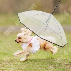 Td® Parapluie Pour Chien De Compagnie Avec Laisse - Parapluie Pliant Transparent Pour Chiot De Vue Facile Pour Petits Chiens - Neuf