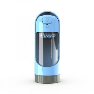 Bouteille d'eau portable bleue pour chien 300 ml, anti-fuite, antibactérienne et avec filtre, idéale pour les promenades, les randonnées et les voyages. - Neuf