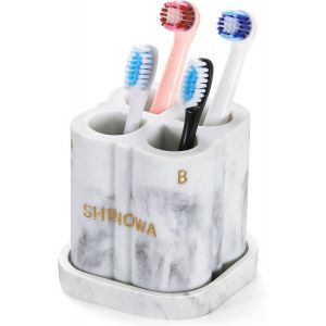 Support Têtes De Brosse À Dents Électrique Pour Salle De Bain,Support Résine Avec Plateau Amovible,Organisateur De Têtes De Brosse À Dents 4 Emplacements Pour Comptoir,Blanc Marbré - Neuf