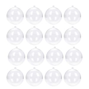 24Pcs 6/8CM Clair Boule de No&euml;l Rechargeable Incassable et R&eacute;utilisable de Vacances de D&eacute;coration d'Arbre de No&euml;l - Neuf