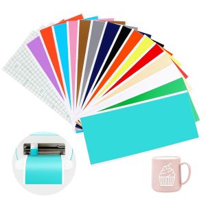 Mevronisshop-15 Pi&egrave;ces Vinyle Adh&eacute;sif Permanent Pour Cricut Joy, 14 X 30,5cm Smart Vinyle Adhesif Film De Traceur En Vinyle Avec 3 Feuilles Film Transfert Vinyle Pour Bricolage D&eacute;coration Artisanale - Neuf
