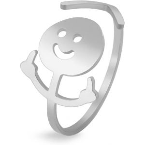 Yemaesre-Smiley Face Figurine Sign Language Anneaux Pour Femmes Hommes Bague Réglable Avec Ouverture En Acier Inoxydable Doigt Moyen Stickman Couple Anneaux - Neuf