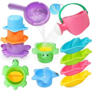 Jouet De Bain Pour Bébé 1 2 3 4 Ans-Lot De 10 Jouets De Bain Bébé Pour Enfant Et Tout-Petit De 1-3 Ans,Faciles À Nettoyer,Pour Baignoire Et Piscine - Neuf