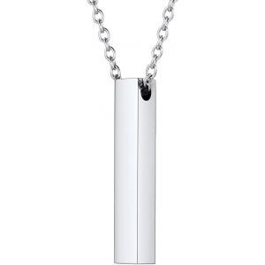 Collier En Pendentif Cube Personnalisable Femme En Acier Inoxydable/Argent Massif - Neuf