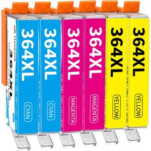 TEPPA-6-Pack 364XL Compatibles pour HP Photosmart 5520, 5510, 6525, 6520, 5515, 5525, 5522, 5524, 6510, Deskjet 3520, Officejet 4620 - 2 Cyan, 2 Magenta, 2 Jaune - 750 pages par cartouche couleur - Neuf