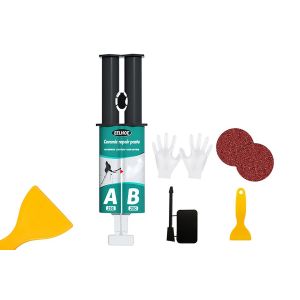 Kit de r&eacute;paration pour carrelage en porcelaine (&eacute;clats, bosses et fissures) - Comprend p&acirc;te de remplissage et accessoires - Neuf