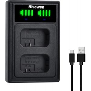 NP-FW50 NPFW50 Chargeur de Batterie Dual Chargeur Compatible avec Sony ZV-E10/A6000/A6100/A6300/A6400/A6500/A7/A7 II/A7S/A7S II/A7R/A7R II/NEX-7/NEX-6. - Neuf