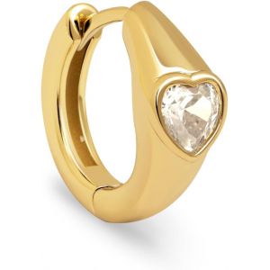 Kal-Boucle D'oreille Unique Aro Heart. Laiton Plaqué Or 18 Kt Ou Rhodium, Avec Motif C?ur Et Zirconias. Bijoux Pour Femme. - Neuf