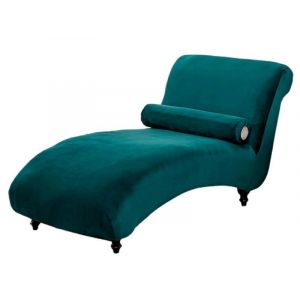 Housse Extensible Pour Canap&eacute; M&eacute;ridienne Sans Accoudoirs, Vert Paon - Neuf