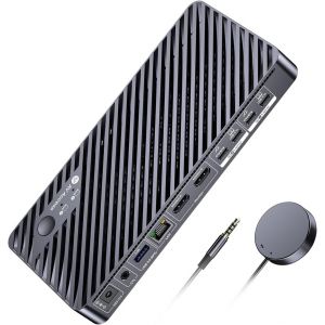 Av Access Station D'Accueil Kvm Double Écran Pour 2 Pc - Commutateur Kvm 4K Dual Monitor,100W Pd Par Pc,Ethernet 1G,Émulation Edid,Idéal Pour Bureau À Domicile & Gaming - Neuf