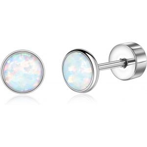 Boucles D'oreilles En Titane Hypoallergénique G23 Avec Fermoir À Vis - Petites Boucles D'oreilles En Zircone - 3 Mm, 4 Mm, 5 Mm - Neuf