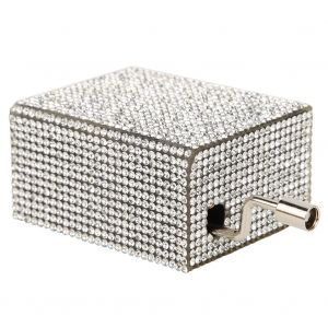 HJLIAN Jolie mini boite a musique a manivelle avec strass, cadeau d'anniversaire, de Saint-Valentin, strass blancs - Neuf