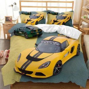 Parure De Lit Double Avec Housse De Couette Et Motif De Voiture De Course, Motif Flamme Rouge Ardente, Motif Voiture De Sport 3d, King Size, 2/3 Pieces, Housse De Couette En Polyester - Neuf