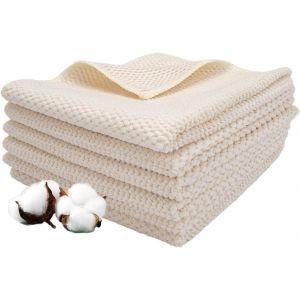 Eryi-Lot De 6 Torchons De Cuisine Coton Vaisselle,30 X 30 Cm Serviettes De Cuisine,Doux Et Absorbants Essuie Main Cuisine,Séchage Rapide Torchon Vaisselle Coton,Pour Salle À Manger, Maison (Beige) - Neuf