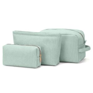3 pièces en Velours côtelé un Sac de Maquillage pour les Femmes - de Voyage d'articles de Toilette Brosse et de l'Organisateur - Neuf