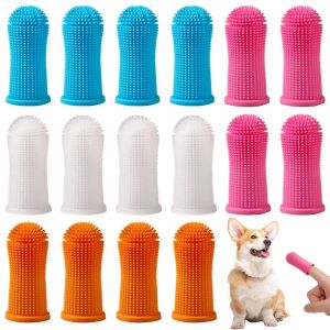 Pack De 16 Chien Brosse &Agrave; Dents Kit De 360 &deg; En Silicone Doigt Brosses &Agrave; Dents Pour Chiens, Chiots, Chats Et Petits Animaux De Compagnie De Soins Dentaires - Neuf