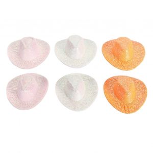 6Pcs Mini Western Cowboy Cowgirl Chapeau Glitter Miniature Mignon Poup&eacute;e Chapeau Robe De Soir&eacute;e Chapeau Pour D&eacute;coration De Maison De Poup&eacute;e - Neuf