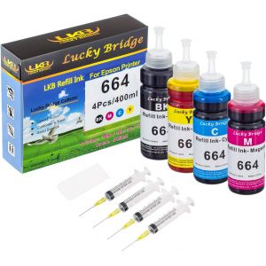 4 x 100 ml 664 T664 Cartouche d'encre de rechange pour Epson EcoTank T664 pour ET-2500 ET-2550 ET-2600 ET-2650 ET-4500 L100 L110 L350 L355 L555 UK - Neuf