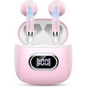 MEVRONISSHOP-Ecouteurs Bluetooth sans Fil, 2024 &Eacute;couteurs Bluetooth 5.3 avec 4 ENC R&eacute;duction de Bruit Mic 42H &Eacute;couteurs sans Fil HiFi St&eacute;r&eacute;o Basses Oreillette &Eacute;cran LED Casque Sport IP7 Etanche - Neuf