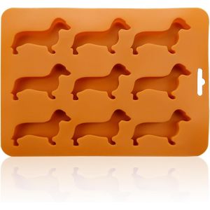 Kal-Moule À Glaçons En Silicone - Accessoire Mignon Teckel, Moule À Savon Et Gâteau Réutilisable - Convient Pour La Glace, La Pâtisserie, Le Bricolage (Orange) - Neuf