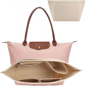 Nzqaf-Organiseur De Poches Pour Longchamp M, Organiseur De Sac À Main, Organiseur De Sac En Feutre Avec Plusieurs Poches, Organiseur Pliable Pour Sac Fourre-Tout (Beige, Taille M) - Neuf