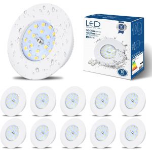 HiBay Spot Led Encastrable Salle de Bain 5W,4x Spot Extra Plat IP44 &Eacute;tanche,Blanc Chaud 3000K,Trou 60-68mm,&Eacute;clairage salle de bain Inox Bross&eacute; 220V 500lm pour Cuisine Salon - Neuf