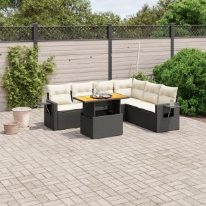 Prolenta Premium - Salon De Jardin 7 Pcs Avec Coussins Noir R&eacute;sine Tress&eacute;e - Neuf