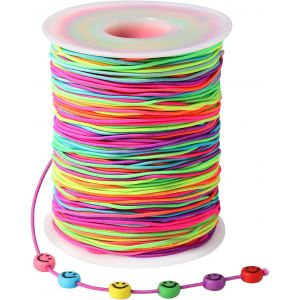 Mevronisshop-100m Fil Elastique Pour Bracelet, 1mm Arc-En-Ciel Corde Elastique Pour Bracelet Resistant, Fil Perle Pour Pearl, Fabrication De Bijoux, Artisanat, Collier - Neuf