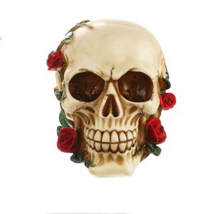 Statue En Résine D'un Crâne Humain, Une Rose De Souhaits, De Petite Taille, À La Tête De La Sculpture, Des Objets De Collection Figurine - Neuf