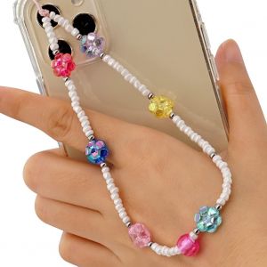 Kal-Chaîne De Téléphone Portable En Acrylique Avec Perles Souriantes Et Étoiles - Pour Téléphone Portable - Anti-Perte - Style Bohème - Neuf