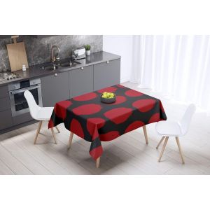 Sjzg-, Anti-Moisissure, S&eacute;chage Rapide, R&eacute;sistant Aux Taches, Lavable En Machine, 100% Polyester Nappe De Table, Rouge Noir, 140 X 140 Cm - Con&ccedil;u Et Fabriqu&eacute; En Turquie - Neuf
