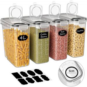 Sjzg-4l Boite Rangement Cuisine Lot De 4, Boîte Hermetiques Alimentaires En Plastique, Boite De Conservation Alimentaire Cuisine, Boite Cereales Pâtes Farine - Neuf
