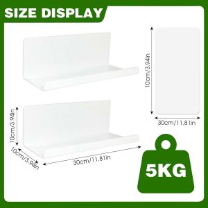 2 Pcs Etagere Murale 30 * 10cn, Tablette Murale Acrylique Agrandissez Facilement l'espace Mural, Etagere Murale sans Percage pour Chambre, Salle de Bains, Cuisine, Salon, Bureau - Neuf