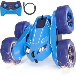 KAJGL-Voiture Télécommandée À Charge Directe 2,4 G Avec Led-Voiture Cascade Rc Flips À 360° Et Protection Anti-Basculement-Voiture Télécommandée Robuste 15 Km/H 4Wd Pour Enfants De 3 À 12 Ans-Jouet - Neuf