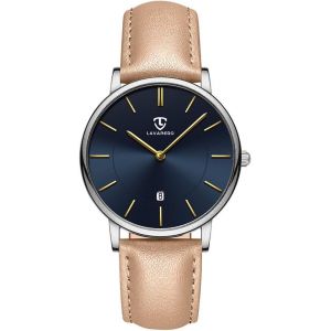 Montre Plate Analogique &Agrave; Quartz Pour Femme Avec Bracelet En Cuir Ou Silicone,Bo&icirc;tier De 39 Mm,2 Aiguilles,Date.[J351] - Neuf