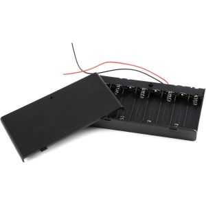 Bo&icirc;tier de Support de Batterie 12 V avec 8 Piles AA, Boite a Pile Stockage et Alimentation Externe Portable Pratique R&eacute;sistant Aux Chocs avec Interrupteur Marche/Arr&ecirc;t - Neuf