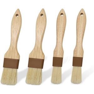 Loranka-4 Pi&egrave;ces Pinceau Cuisine En Bois Pinceau Patisserie Pinceau Alimentaire Pinceau De Cuisine Pour Barbecue, Viande, P&acirc;tisseries (Petites + Moyennes) - Neuf