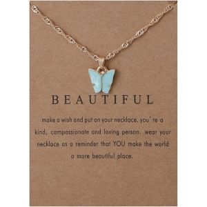Kal-Collier Avec Pendentif Papillon En Acrylique - Réglable - Pour Femme Et Fille - Cadeau D'anniversaire Pour La Saint-Valentin, La Fête Des Mères - Neuf