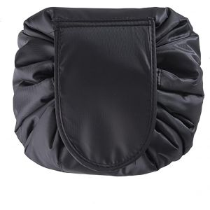 Trousse de maquillage noire &agrave; cordon de serrage, grande capacit&eacute;, &eacute;tanche, pour voyage, rangement de maquillage, trousse de toilette portable pour femmes et filles - Neuf