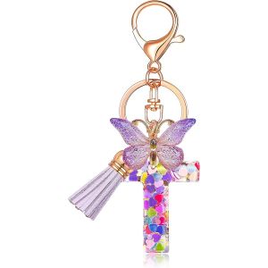 Kal-Bzzerumy T Lettre Porte-Cl&eacute;s Papillon Design Personnalis&eacute; Pour Fille - Pendentif Initiales - Cadeau Parfait Pour Femme - M - Neuf