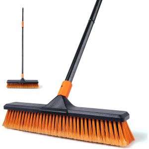 ASFASFq-Balai de jardin d'extérieur très résistant, brosse pour gazon artificiel 2-1 45,7 cm, convient pour les jardins, usines, écoles, cour brosse robuste d'extérieur (orange noir) - Neuf