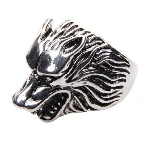 Bague En Alliage Personnalisee Pour Homme, Tete De Loup, Style Retro, Accessoire De Bijouterie (20 Mm) - Neuf