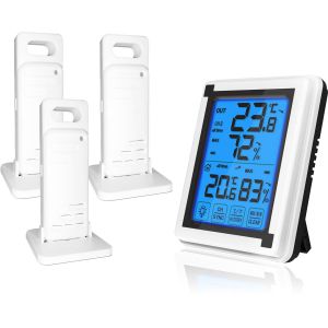 ChenQuanSarl-Thermomètre Extérieur Intérieur Hygromètre Numérique Avec 3 Capteurs Sans Fil Jauge D'Humidité Moniteur Température Précis Avec Rétroéclairage Lcd À Écran Tactile (3 Capteurs) - Neuf