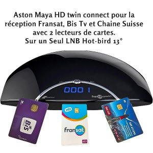 Décodeur Aston Maya HD Twin Connect pour la réception Fransat de Bis TV et Chaine Suisse avec 2 lecteurs de cartes + HDMI 1.2M Tuner Oui (Mpeg4 HD) - Neuf