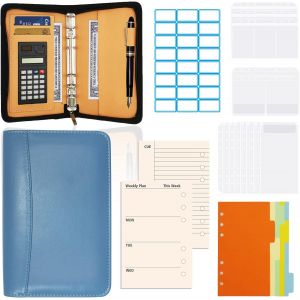 Budget Planner, Porte-Documents A6 En Cuir Synth&eacute;tique Classeur A6 Avec Fermeture &Eacute;clair Et Calculatrice &Agrave; 6 Anneaux Pour Ordinateur Portable - Fermeture &Eacute;clair[Z748] - Neuf