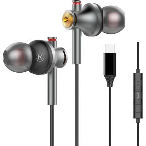 KALANKA-Ecouteurs Filaire USB C pour Samsung Galaxy S25 Ultra S24 S23 S22 S21 A56 5G A55 A26 A25 A17 A16, HiFi St&eacute;r&eacute;o &Eacute;couteur Filaire Type C Casque avec Micro pour iPhone 17 Pro Max 16 16 Plus 16 Pr - Neuf